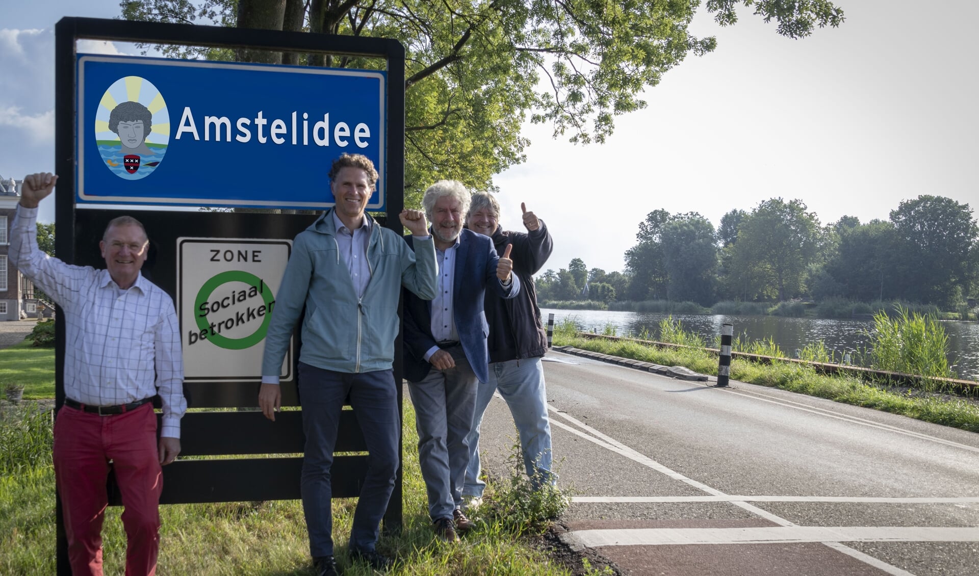 Hans van der Kooij, Wouter Ekkelkamp, Hugo van der Kooij en Chris Nanninga van stichting Amstelidee.