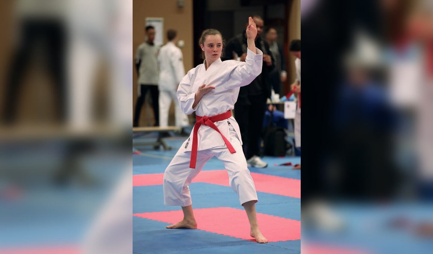 Karateka's in actie tijdens de Vanencompetitie.