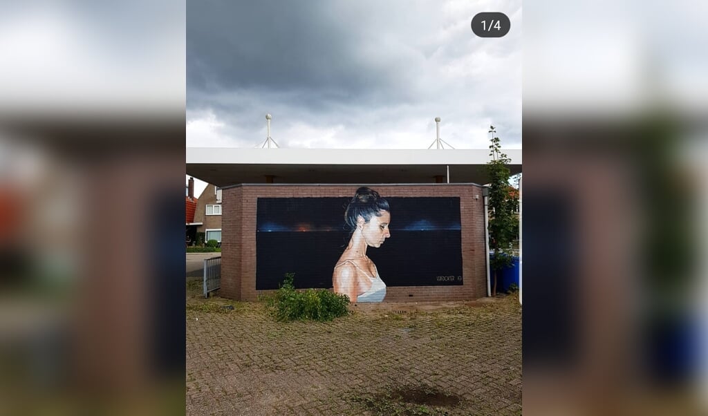 Een nieuwe muurschildering aan de Molenweg van de vrouw van de Verfdokter