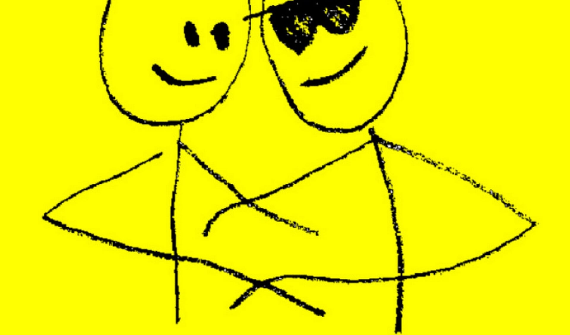 logo Oogcafé: twee mensen die elkaar omarmen waarvan één met een zonnebril