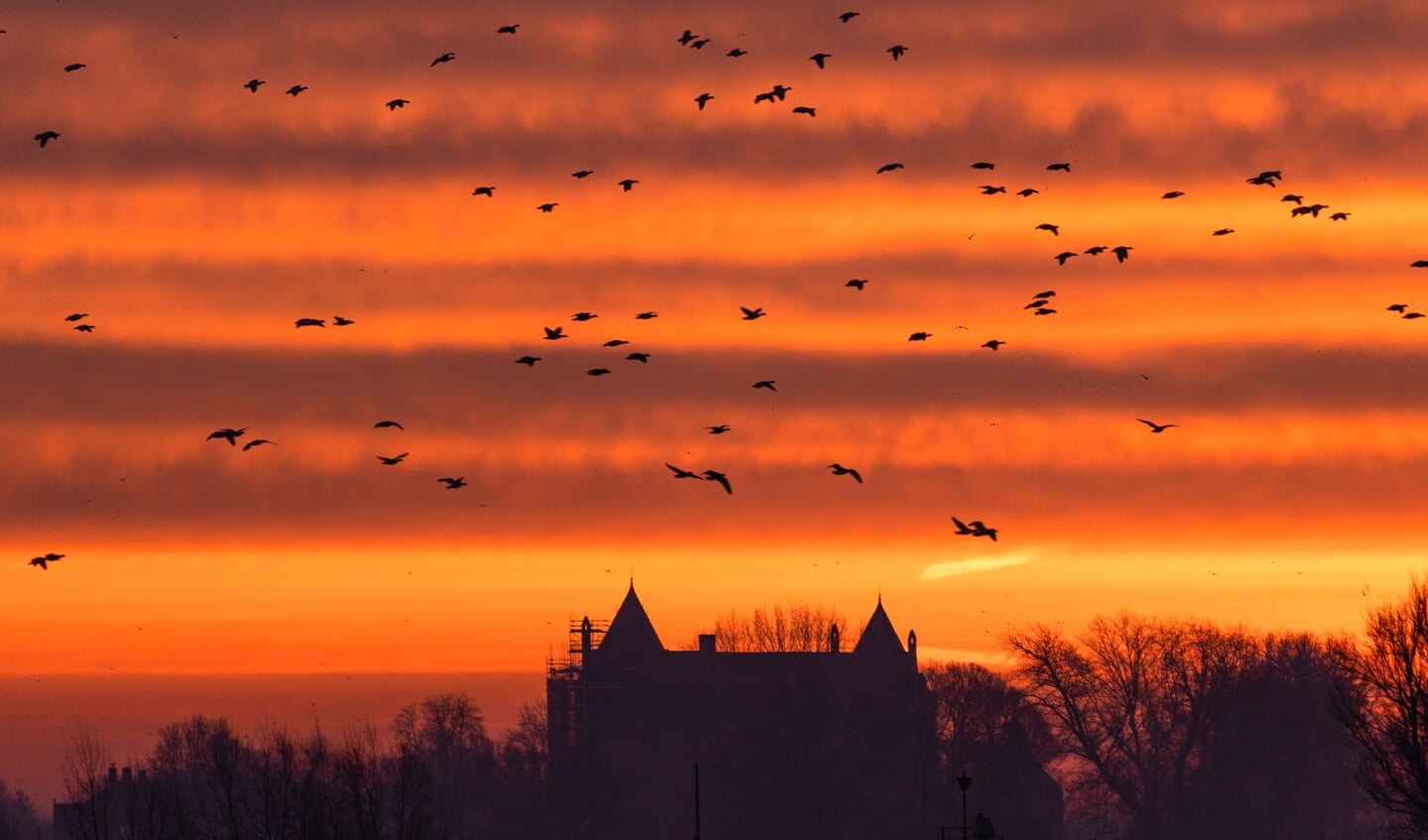 Zonsopkomst boven Slot Loevestein