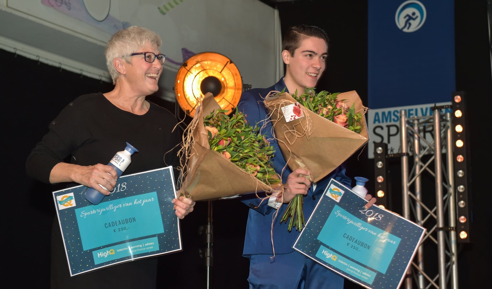 De winnaars van de Sportvrijwilligersprijs 2018: Jeanne Hogerwerf en Giovanni Raineri.