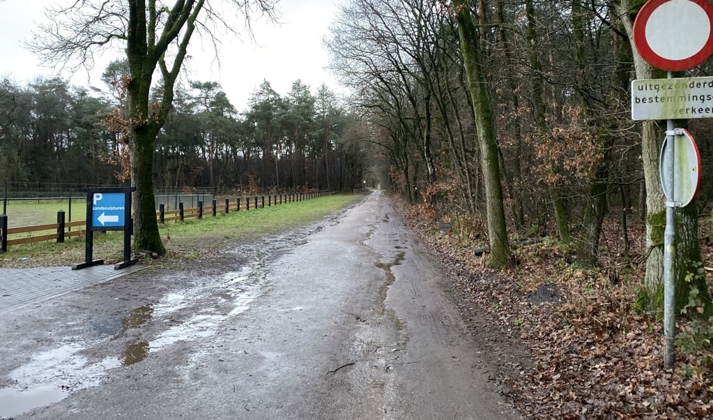 De  Oude Barnevelderweg met aan de linkerkant de groene strook waar nu commotie om is.