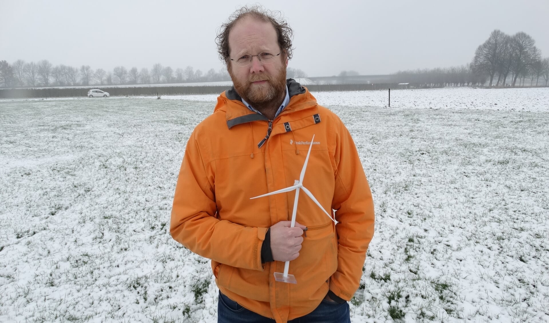 Ruben Berendts op locatie Windpark Goyerbrug. Volgens zijn planning kunnen de vier turbines in 2021 worden gebouwd.