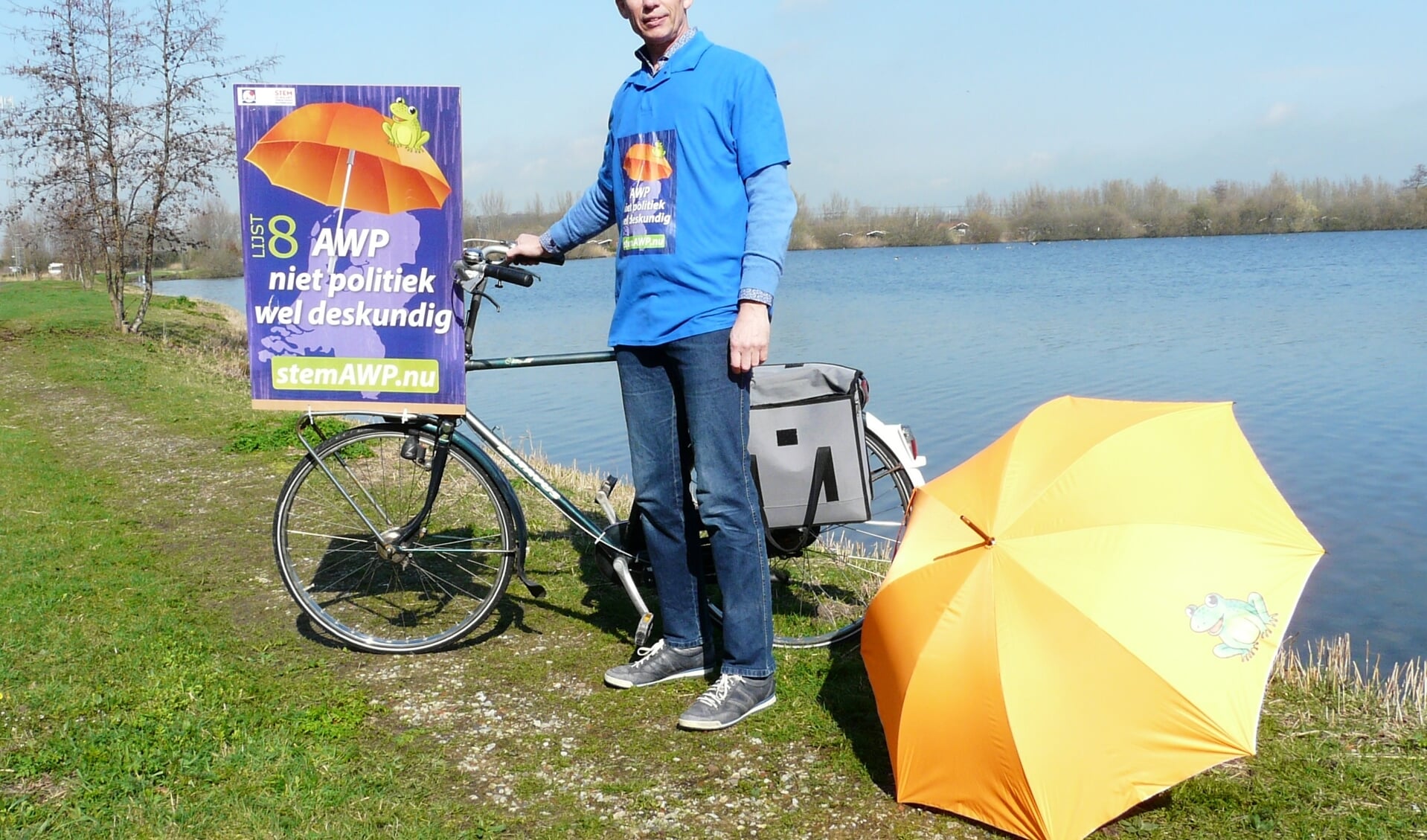 Bestuurslid Jaap Verweij bij natuurplas in Woerden