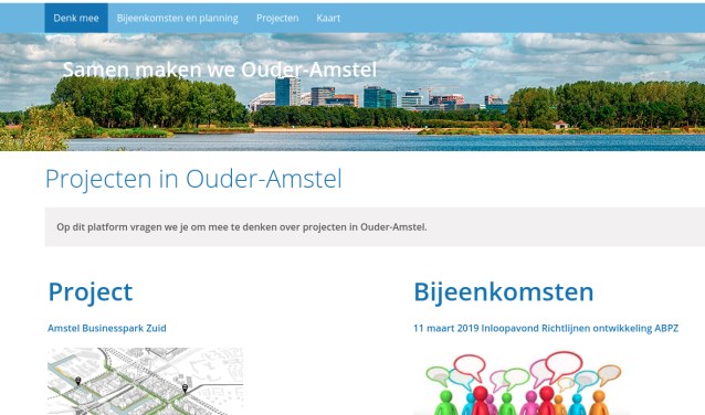 Homepage van de site Samen maken we Ouder-Amstel.