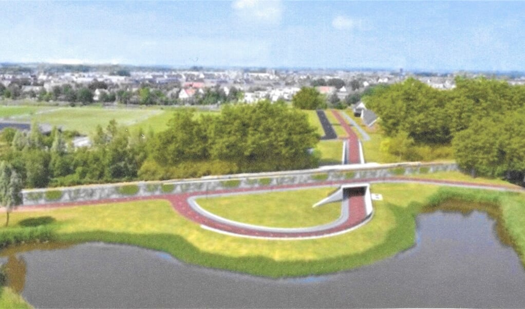 Ontwerp van de fietstunnel onder het spoor naar Hooglanderveen. 