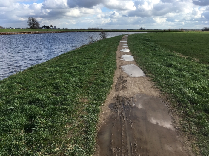 Een blubberig pad langs de Eem