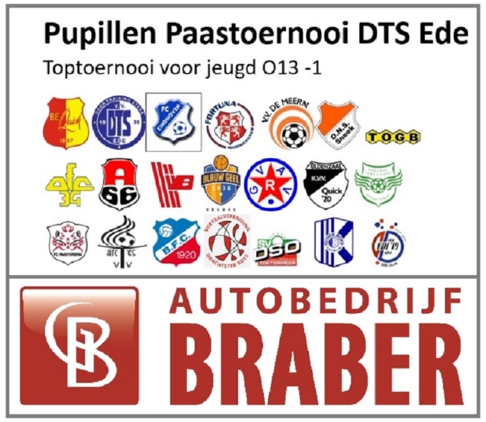 DTS Ede organiseert op 22 april 2019, tweede Paasdag, voor de 52e keer een pupillen Paastoernooi voor de O13-1 elftallen.