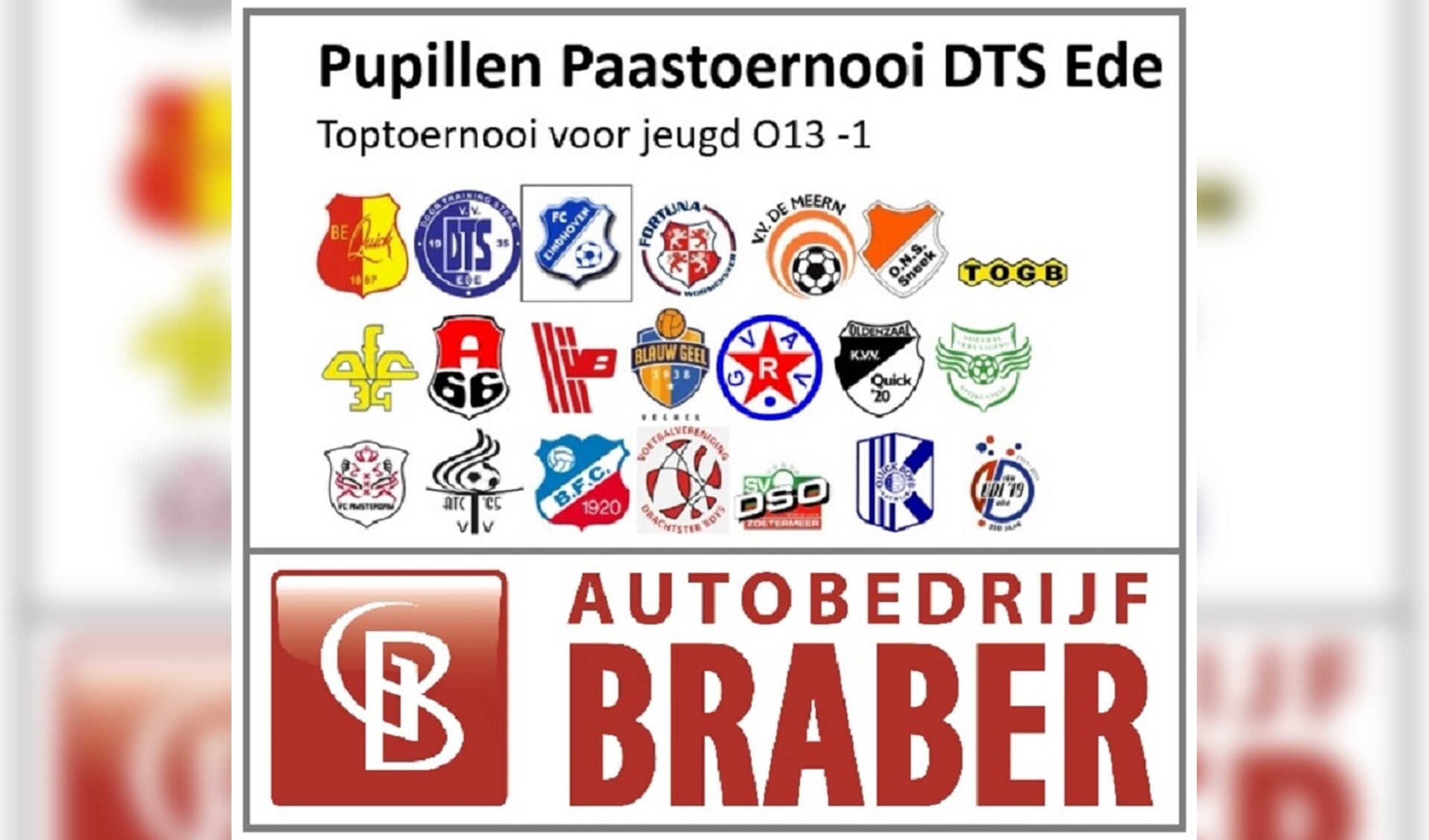 DTS Ede organiseert op 22 april 2019, tweede Paasdag, voor de 52e keer een pupillen Paastoernooi voor de O13-1 elftallen.