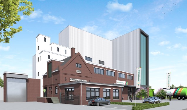 Impressie van de nieuwe silo van ABZ Diervoeding. Het bedrijf behaalde vorig jaar een recordomzet van 210 miljoen euro.