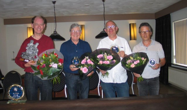 De vier finalisten van het Open Hoevelakens Biljartkampioenschap 2019.