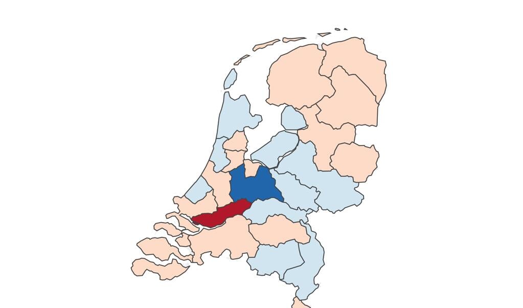 In de regio Zuid-Holland Zuid was de daling 12,3% t.o.v. een jaar eerder