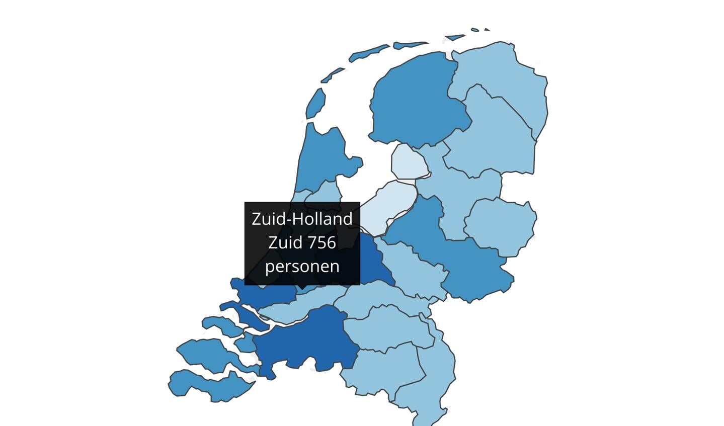 Aantal personeelsleden brandweer regio Zuid-Holland Zuid