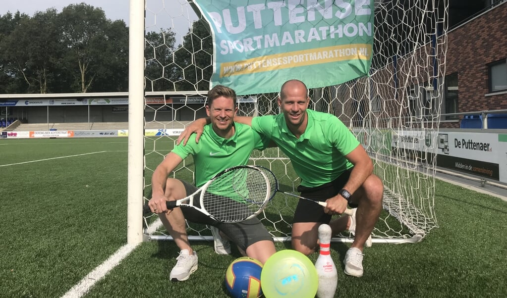Chris Heidekamp (links) en Bas Goettsch zijn klaar voor de Puttense Sportmarathon. ,,Evenement met sociaal karakter.''