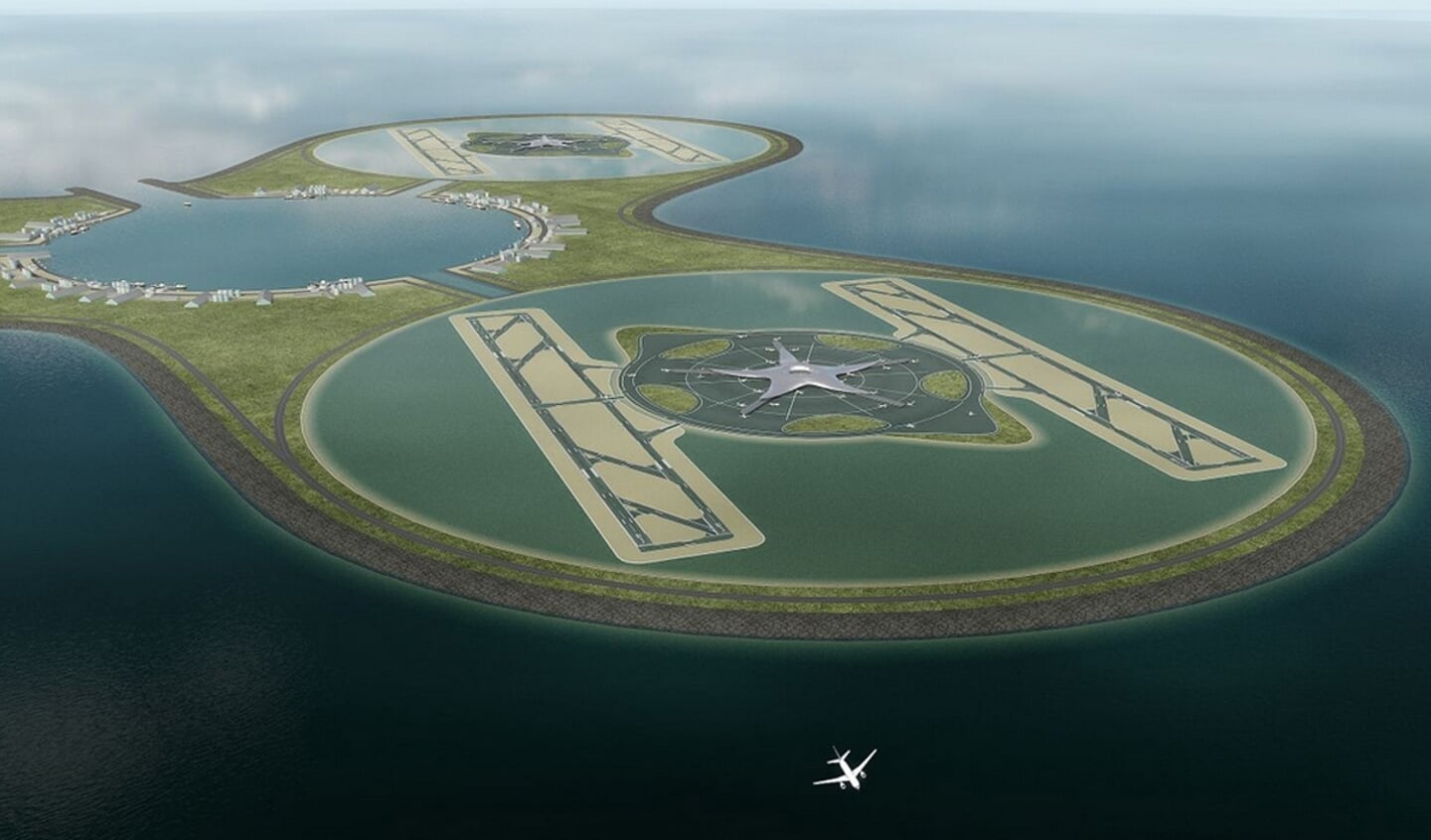 Zo zou een luchthaven voor de Nederlandse kust eruit kunnen gaan zien.
