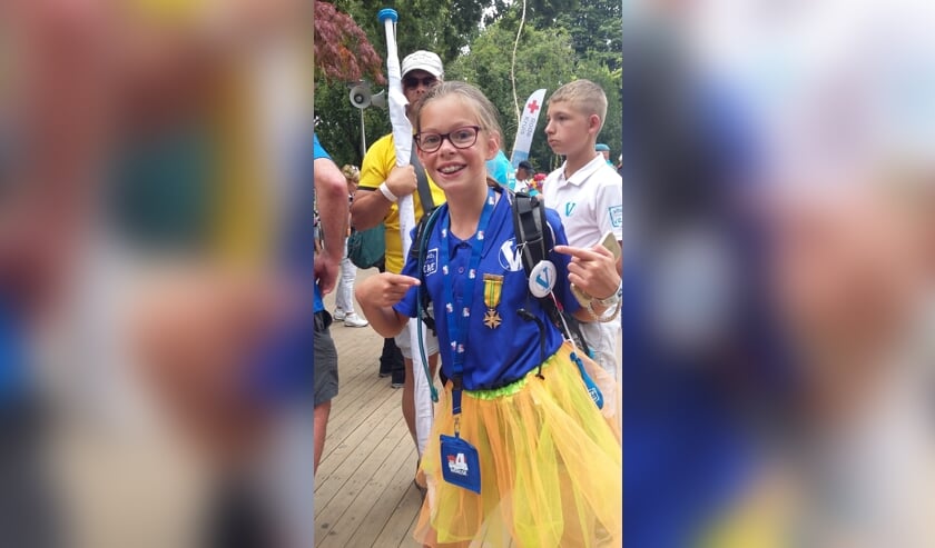 De enthousiaste Iris na de finish.