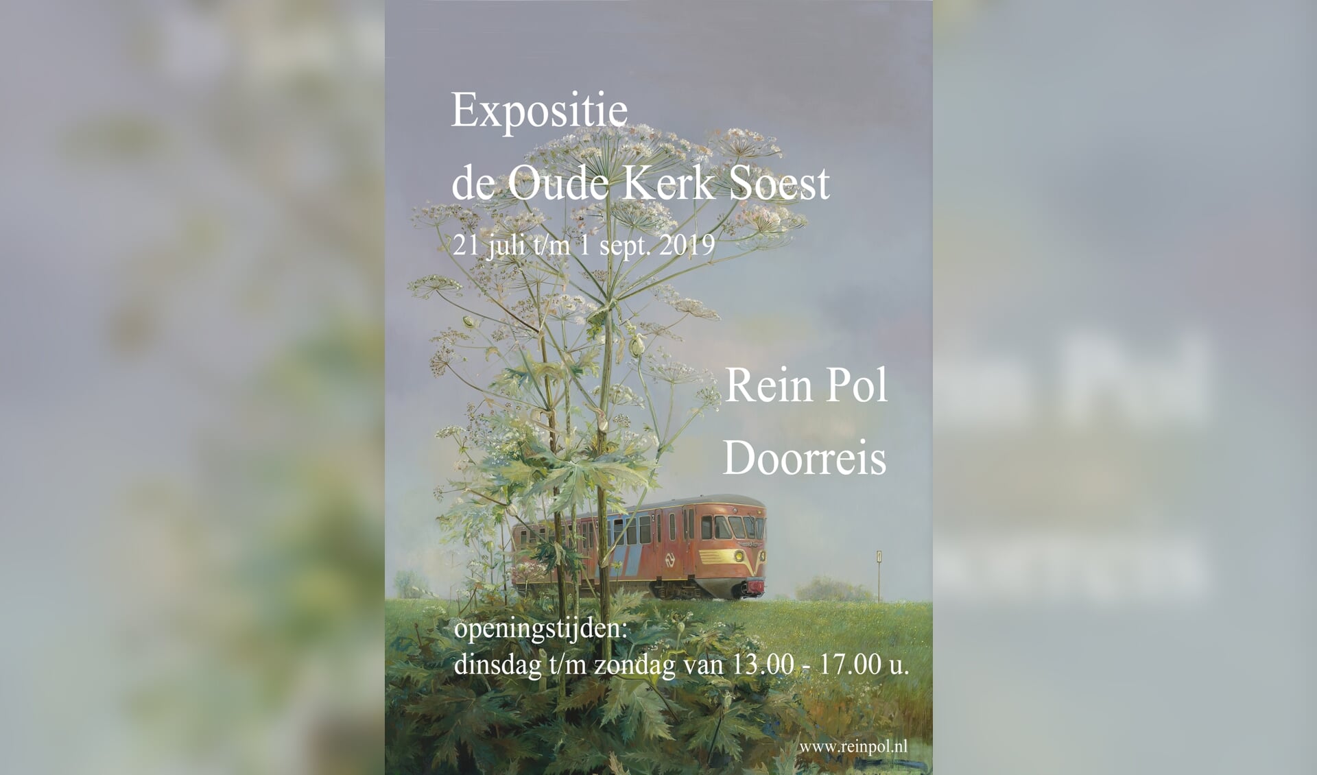 Deel van de poster van de expositie 'Doorreius' van Rein Pol, vanaf zondag te zien in de Oude Kerk.