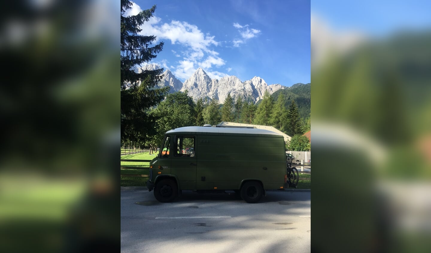 ,,Onze bus op de camping in Kranjska Gora in het prachtige Slovenie.