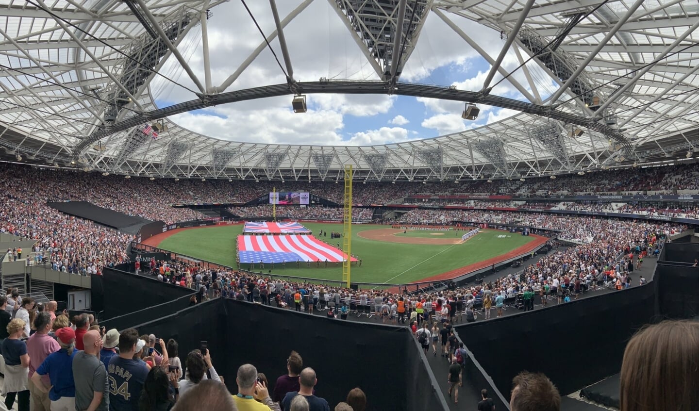 In het Olympisch Stadion in Londen worden wél MLB-wedstrijden gespeeld. 