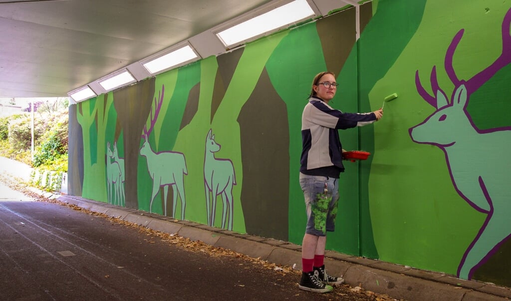 Marijn van de Visser heeft de fietstunnel onder de Nijkerkerstraat voorzien van graffitikunst