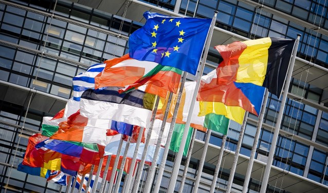 Vlaggen van verschillende Europese landen.