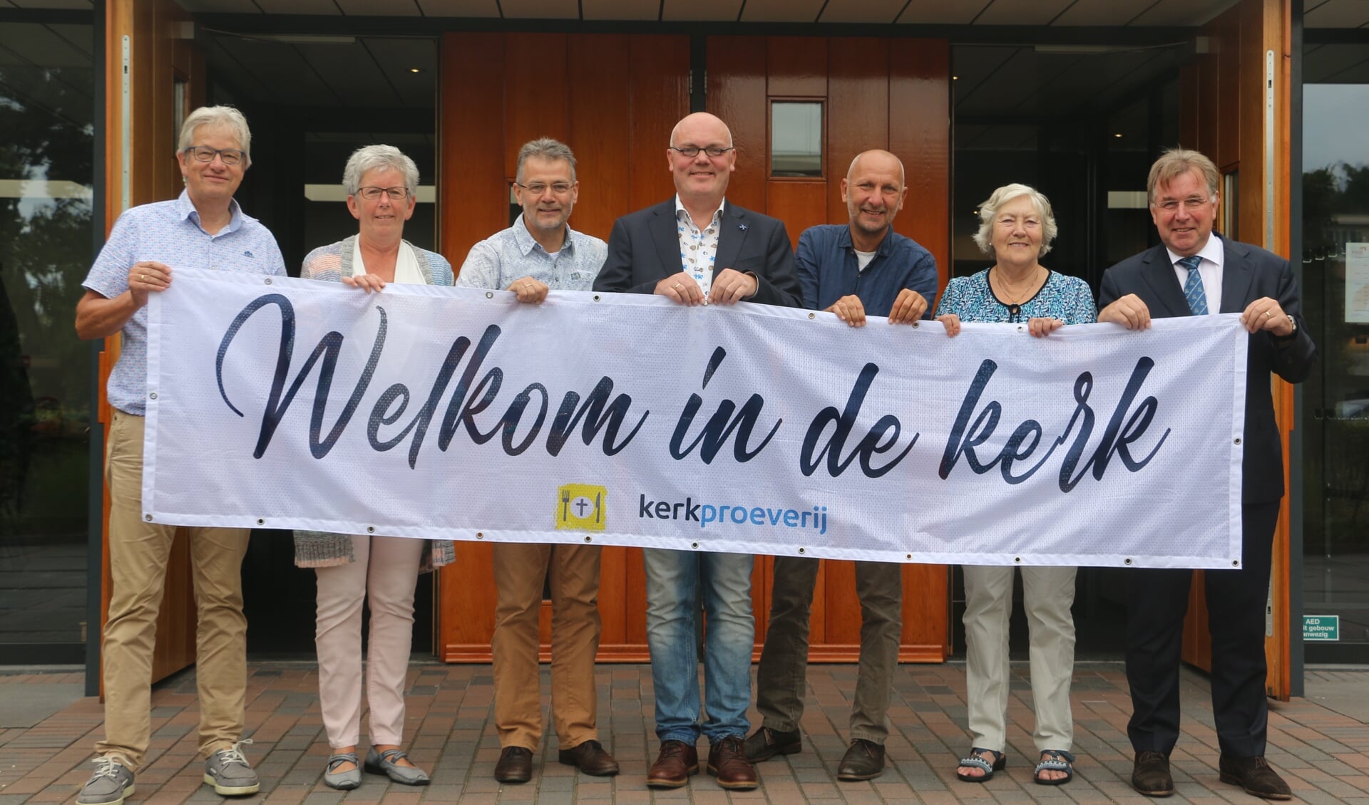 Afgevaardigden van zeven kerken in Voorthuizen. ,,Dat je je gezien weet.