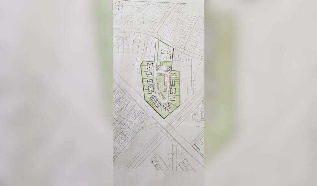 De tekening van de eerste plannen achter de Hoogstraat.