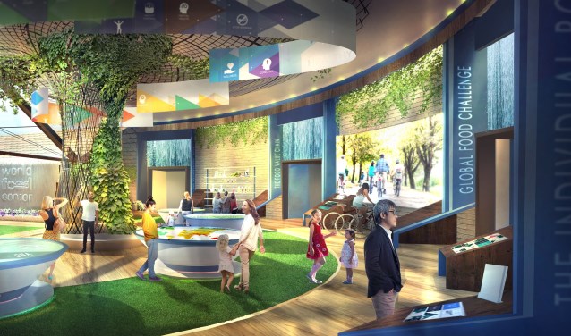 Artistieke impressie van de entree van de World Food Center Experience.