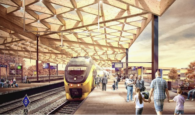 Artistieke impressie van het nieuwe station Ede-Wageningen.