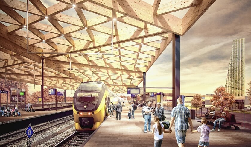 Artistieke impressie van het nieuwe station Ede-Wageningen.