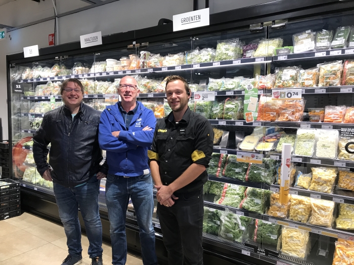 Robbert Robbertsen van Jumbo en Bernard Lekkerkerker en Peter Derksen van De Meerpaal
