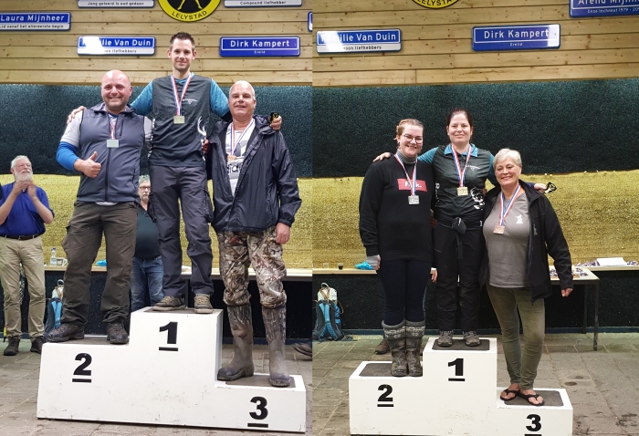 Jelle en Madalena met hun welverdiende medailles op het podium.