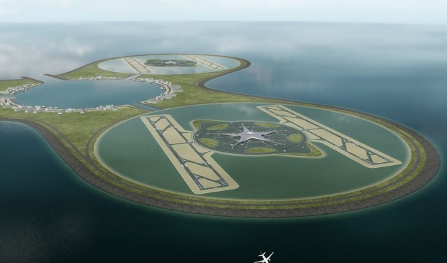 Zo zou een luchthaven voor de Nederlandse kust eruit kunnen gaan zien.