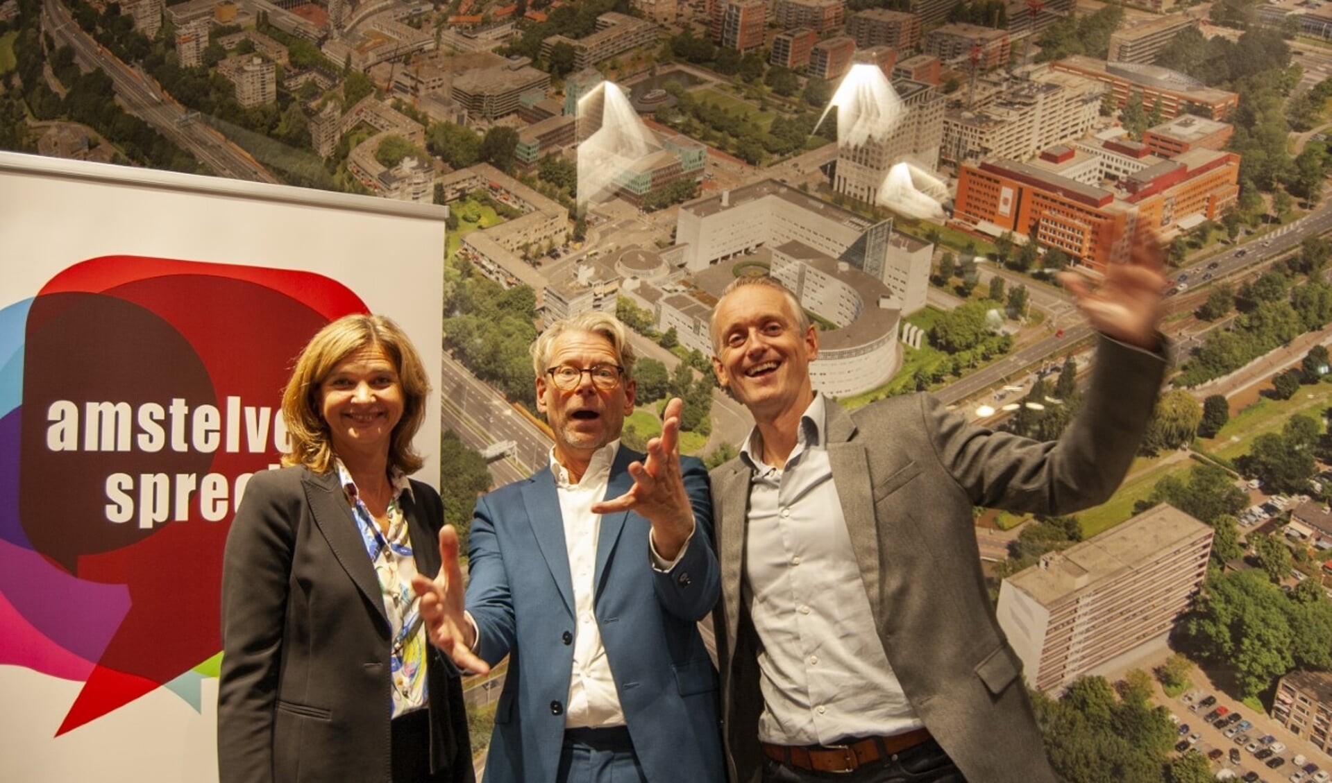 De initiatiefnemers van AmstelveenSpreekt: Ilse Meester, Frans Huissen en Etienne Commissaris.