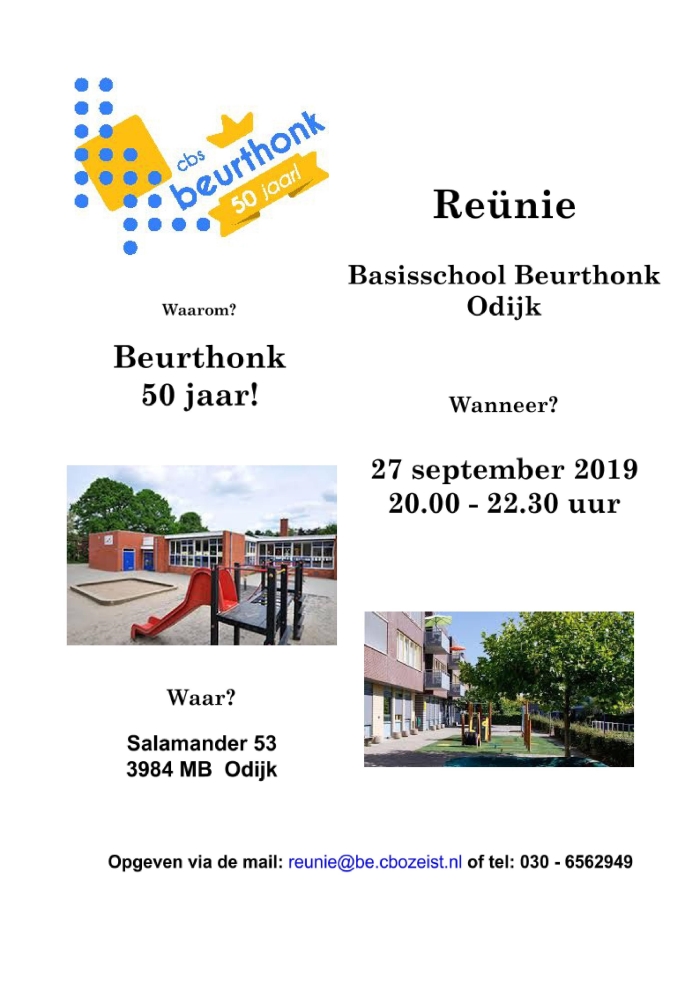 Uitnodiging reünie Beurthonk