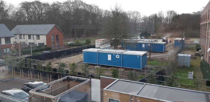 Woonunits bosslapers bij Sociaal Pension Kazerneterrein Ede