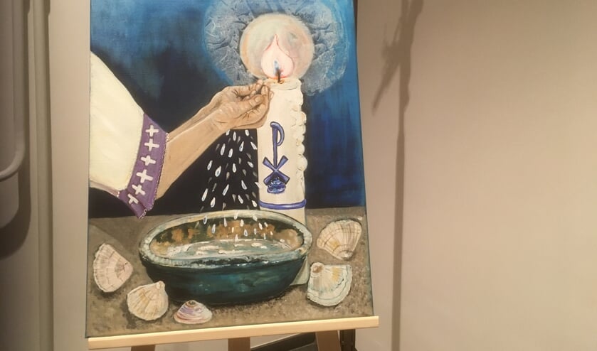 Het sacrament van de doop geschilderd door Ruth Jütte