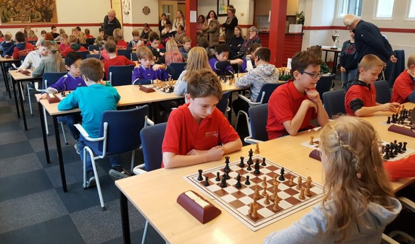 Overzicht van de schoolschaakstrijd bij BSV Bennekom.