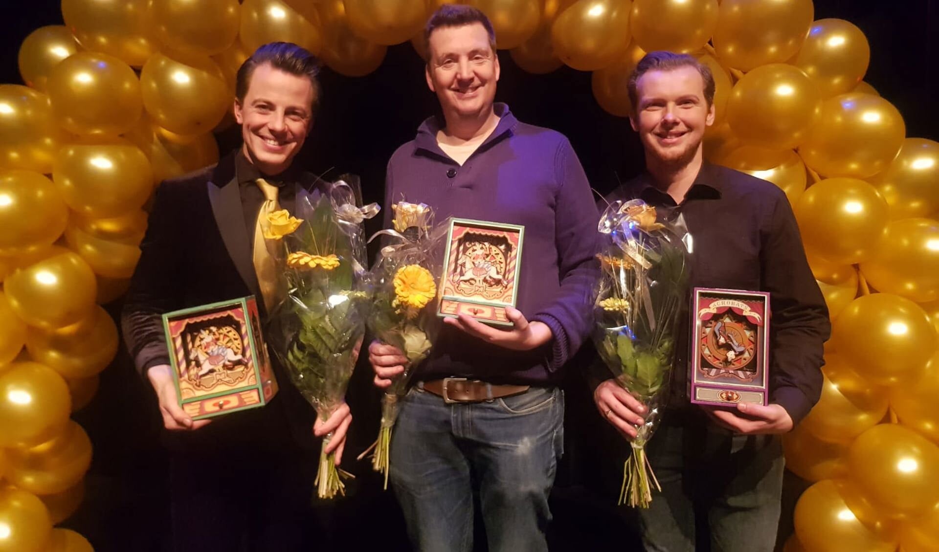 Kevin van den Berg, Mark van Driel en  Jasper Rottier (vlnr) van Karakter vielen vorig jaar in de prijzen.
