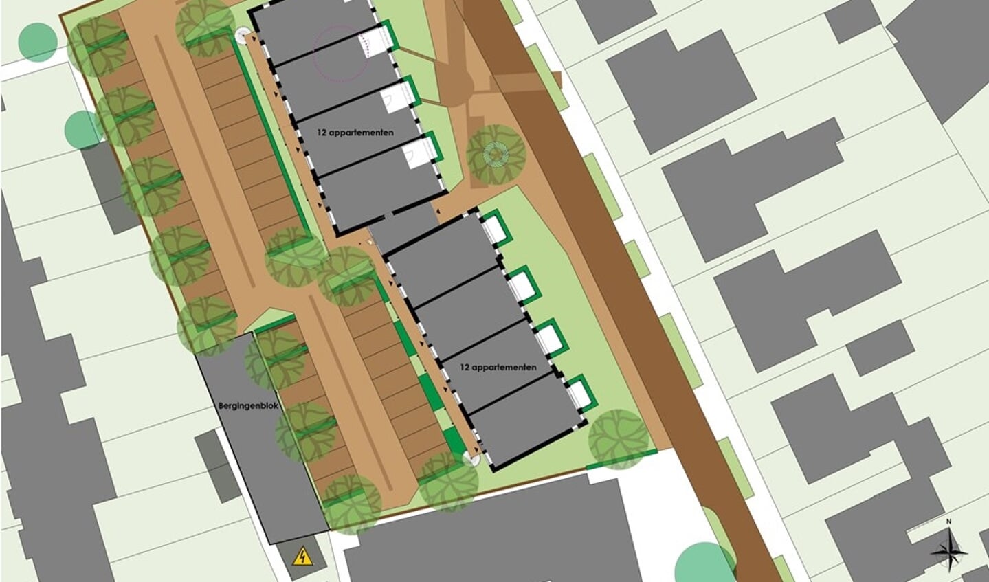 Tekening voor 24 nieuwbouw appartementen