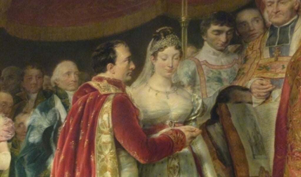 Het huwelijk van Keizer Napoleon I van Frankrijk met Keizerin Marie Louise, Aartshertogin van Oostenrijk op 2 april 1810.
