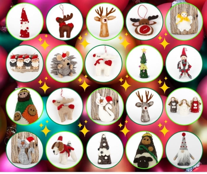 wolvilten kerstdecoraties