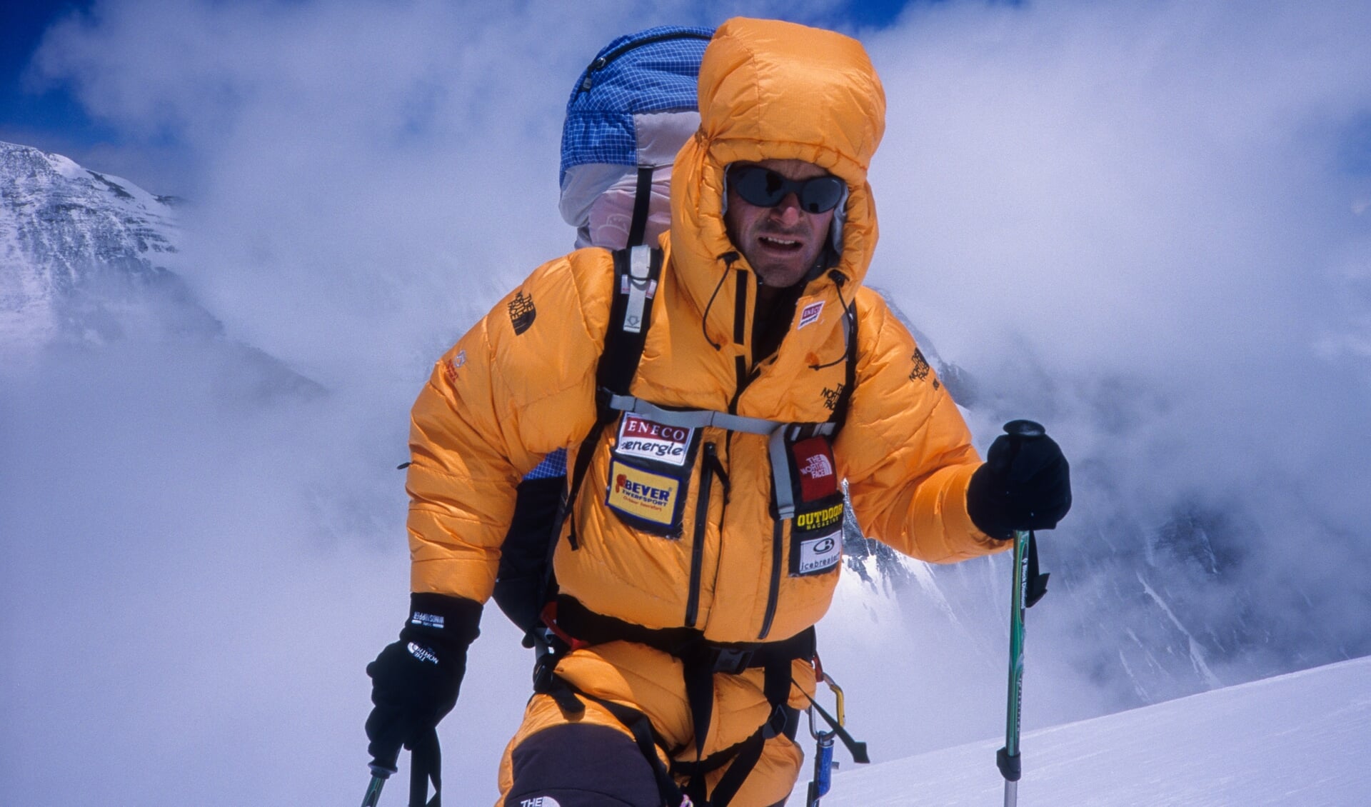 Hans van der Meulen tijdens zijn derde en meest succesvolle beklimming van de Mount Everest.
