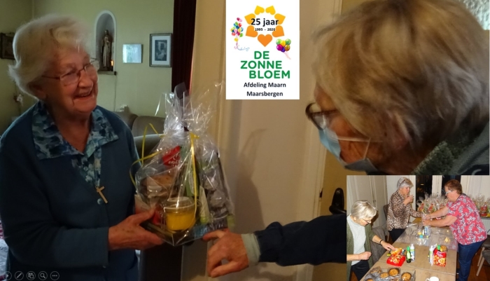 Aanbieden verrassingspakket aan gast van de Zonnebloem
