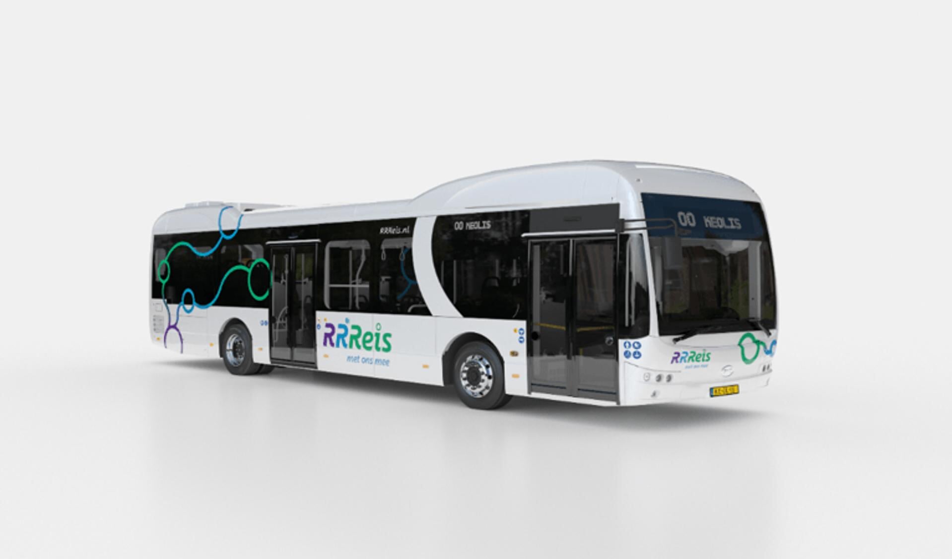 De RRReis bussen kennen twee uitvoeringen: een ‘standaard’ variant (wit) voor de reguliere stads- en streekbussen en een Hoogwaardige Openbaar Vervoer variant (paars-wit).