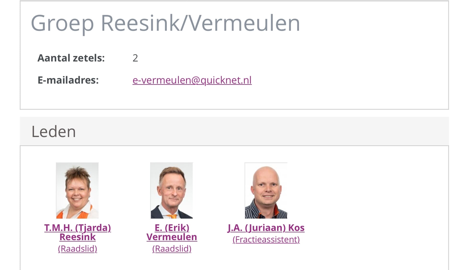 De groep Reesink/Vermeulen wordt al op gemeentepagina getoond. 