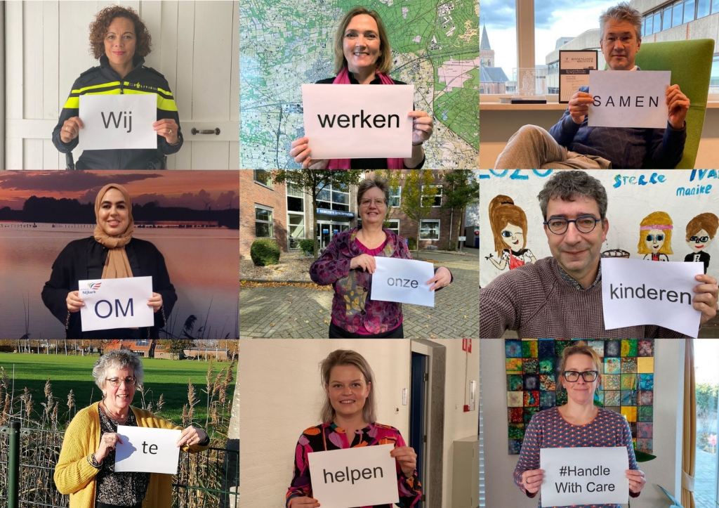 <p>Vlnr: Naomi Hoekstra (districtchef Politie Gelderland-Midden), Didi Dorrestijn-Taal (wethouder gemeente Barneveld), Leon Meijer (wethouder gemeente Ede), Nadya Aboyaakoub<em>-</em>Akkouh (wethouder gemeente Nijkerk), Henny van Dijk-van Ommering (wethouder gemeente Scherpenzeel), Gert van der Rhee (bestuurder de Drieslag), Wilma Petersen (directeur School met de Bijbel ‘de Kraats’), Marinka Mulder (wethouder gemeente Renkum) en Nadia van der Voorn (regionaal projectleider huiselijk geweld en kindermishandeling).</p>
