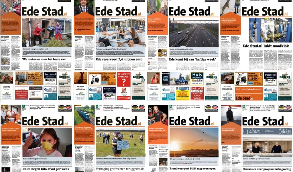 Een aantal voorpagina's die we maakten sinds de coronacrisis uitbrak. Op EdeStad.nl brengen we het laatste nieuws. 