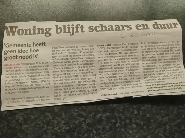 Tekst uit het blad van 5-2-2020